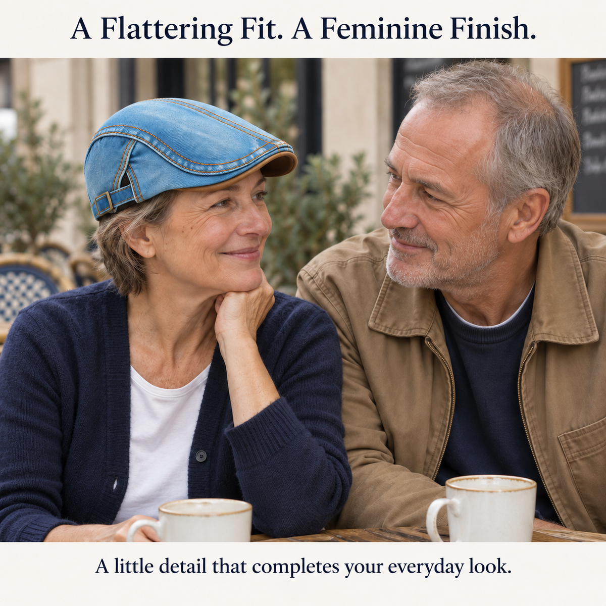 Mature couple and the feminine fit of Helen cap