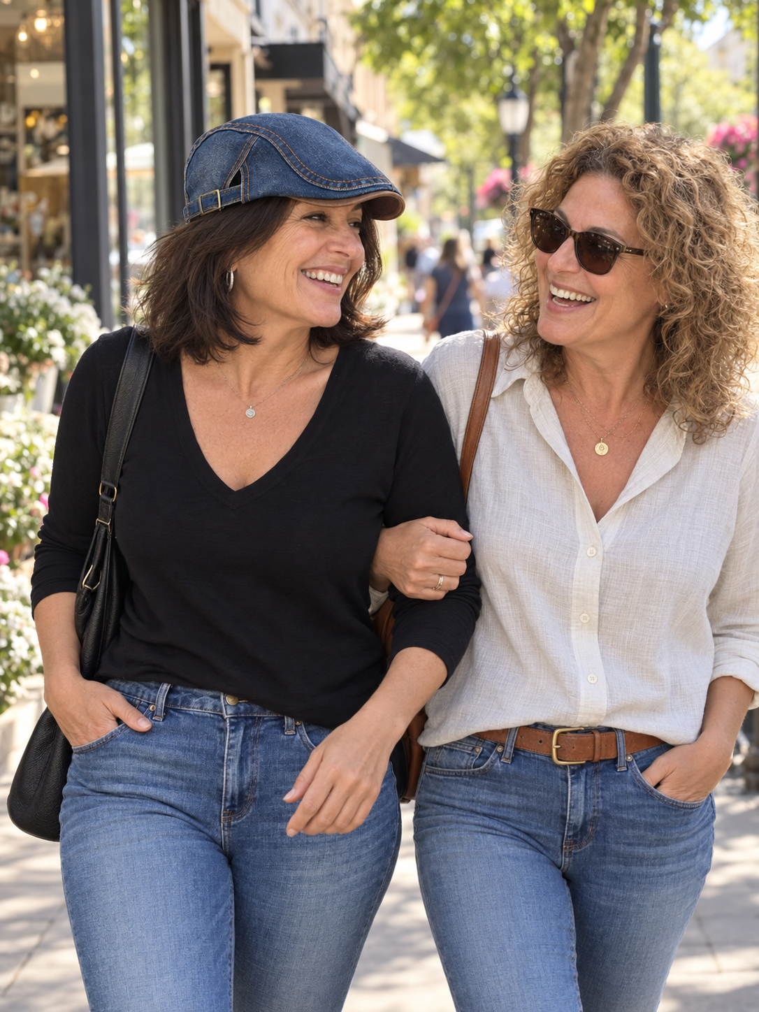 Women wearing Helen on a relaxed outdoor walk