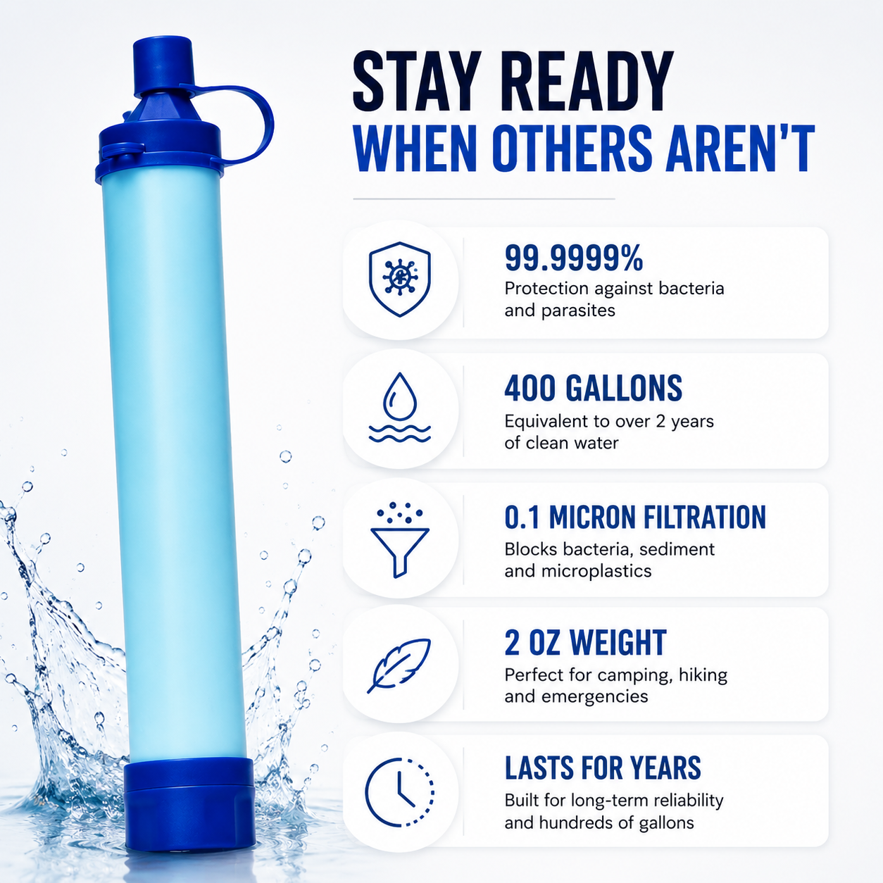 OUTLAND™ FLOW - Emergency Water Filter straw