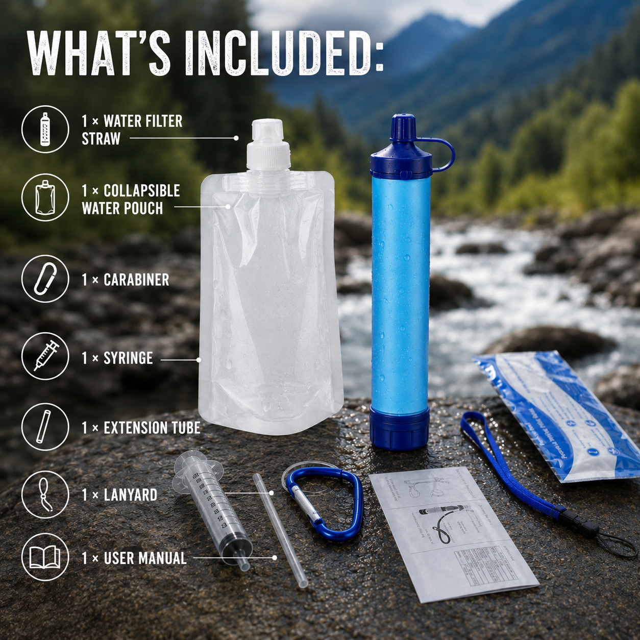 OUTLAND™ FLOW - Emergency Water Filter straw
