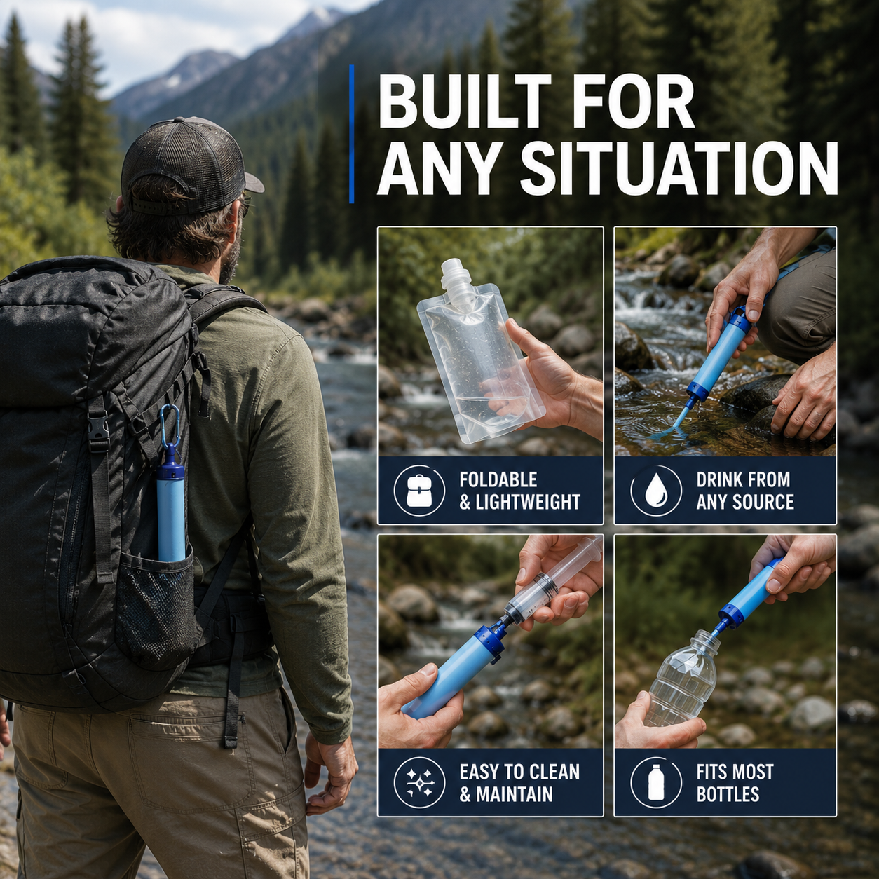 OUTLAND™ FLOW - Emergency Water Filter straw