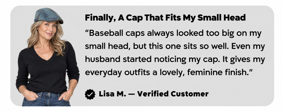 Lisa M testimonial about Helen cap fitting her small head