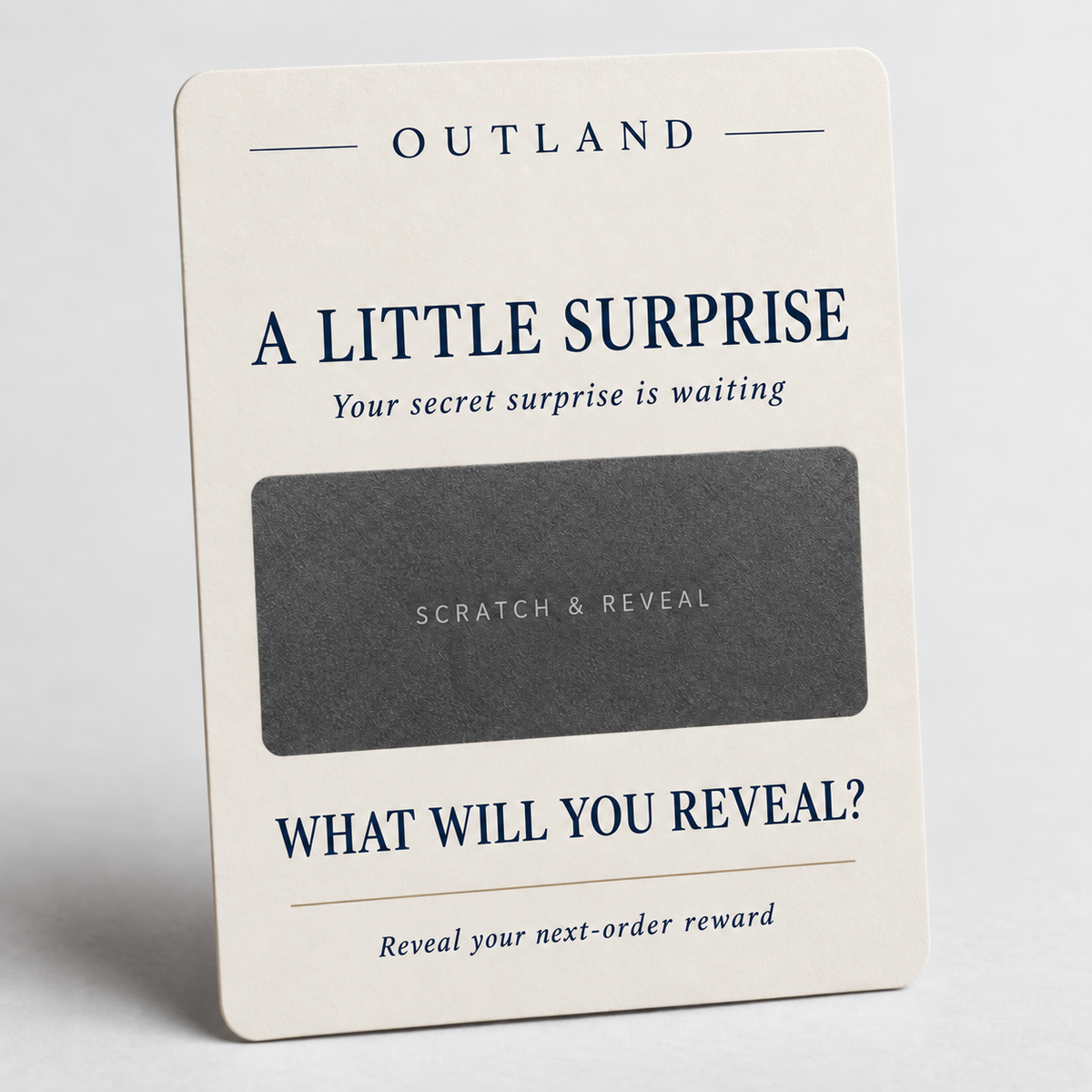 Outland mystery scratch card — reveal your secret surprise