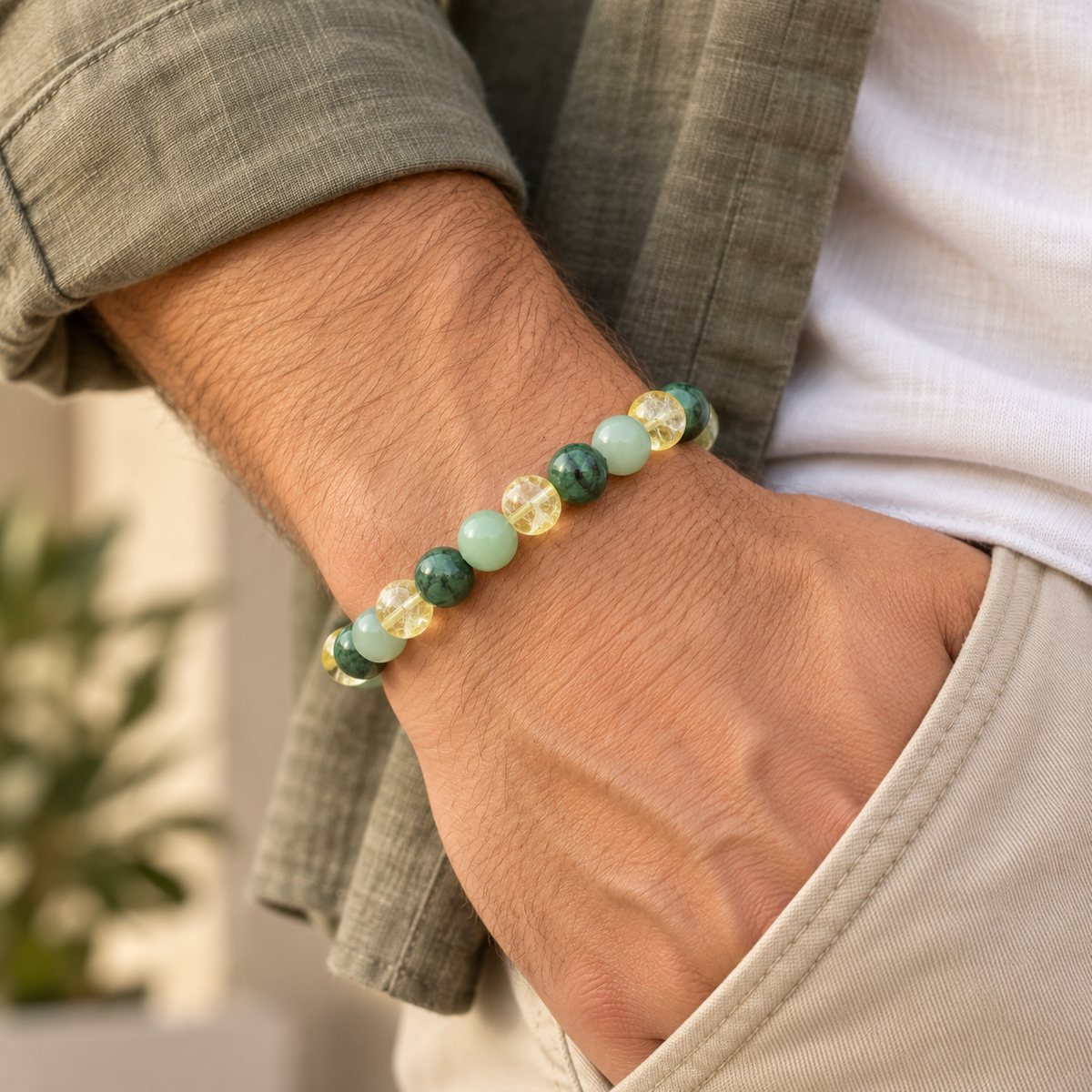OUTLAND TRIO bracelet worn on a man's wrist