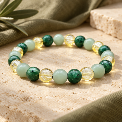 OUTLAND TRIO three-stone bracelet with African Turquoise, Citrine and Green Aventurine